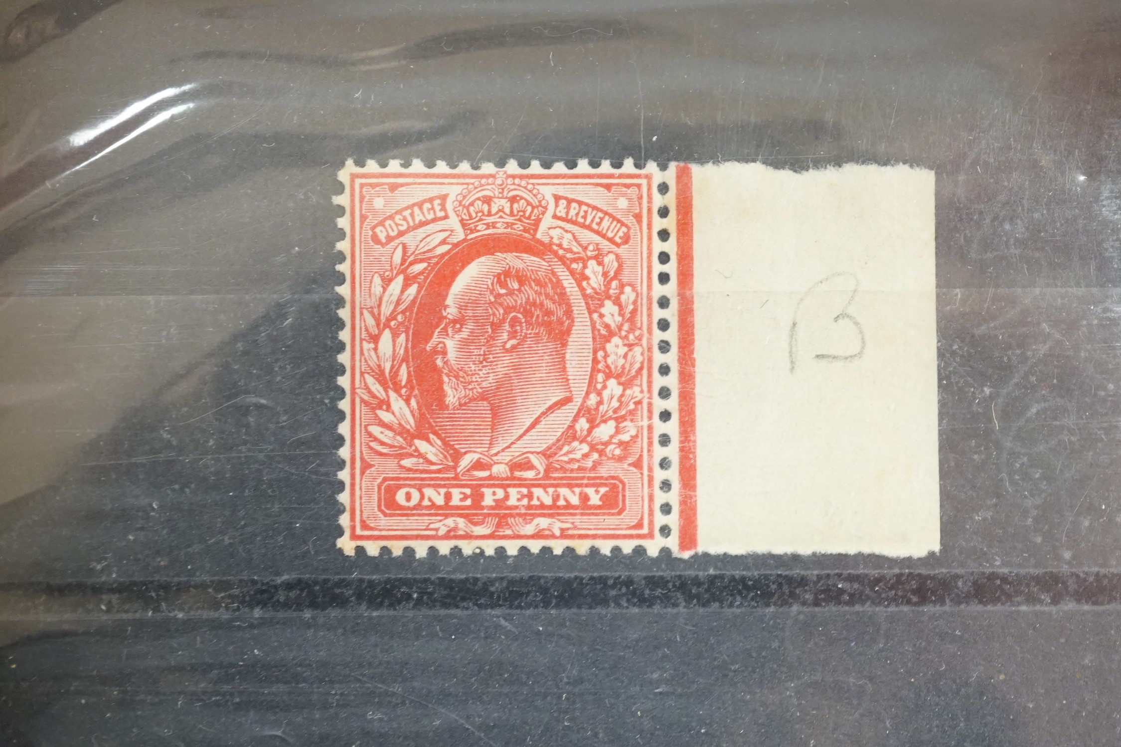 Great Britain Edward VII stamps in auction folders with 9d-10d-one shilling, mint, officials mint and used